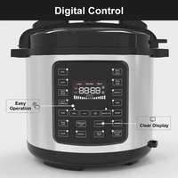 Cuisinière électrique à pression multifonction 12-en-1 en acier inoxydable avec contrôle numérique 6L, écran LED, revêtement antiadhésif et tasse doseuse pour la maison