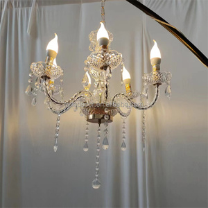 Fournitures de mariage lustre géant en or pour les événements de décoration de fête plafonniers suspendus à led claires - Product Image 5