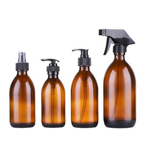 100ml 125ml 180ml 200ml 250ml 300ml 500ml 호박색 원형 실험실 유리 기침 시럽 병 나사 캡 펌프 - Product Image 1