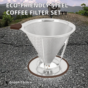 핫 푸드 등급 재사용 가능한 스테인레스 스틸 메쉬 스트레이너 홀더 차 도구가있는 새로운 친환경 커피 필터 - Product Image 3