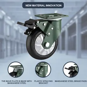 4 "5" 6 "8" schwarze Gummi-Lenk rollen Hochleistungs-Lenkräder aus Mangan stahl für Regale - Product Image 5