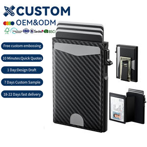 नए डिजाइन कार्बन फाइबर चमड़े के पॉप अप पुरुषों की रफिड वॉलेट स्मार्ट स्लिम व्यवसाय एल्यूमीनियम आईडी क्रेडिट कार्ड धारक पर्स के साथ मनी क्लिप - Product Image 1
