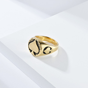 Men's Spade <b>Titanium</b> Steel <b>Ring</b> Gold <b>Black</b> Silver Punk Style Fashion Jewelry Size 7 8 9 10 11 12 13 - Product Image 3
