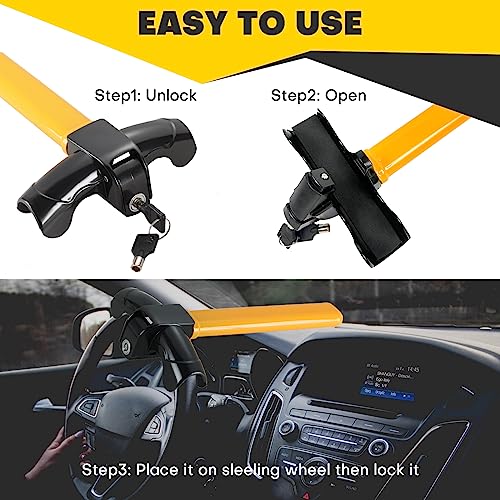 Joyart JY-FXPS Security Rotary Car Steering Wheel Lock | Universal Auto Anti-Theft Device