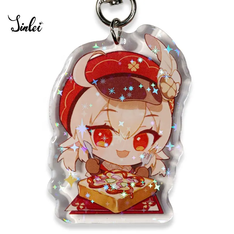 Jinlei hot sale custom printed cartoon acrylic keychain Custom anime printed holographic star acrylic charms anime acrylic