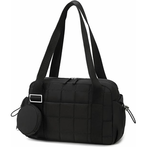 Portable Sports Style Coin Purse & Wet Compartment Puffy Quilted Design Duffel <b>Bag</b> with <b>Mini</b> Women's Foldable <b>Gym</b> Tote - Product Image 1