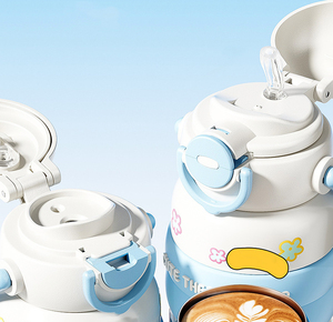 Thermos à double paroi pour enfants de 620 ml, en acier inoxydable 316/304, imprimé de dessins animés mignons, poignée portable, bouteille d'eau pour enfants - Product Image 5