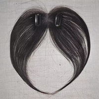 LONGFOR Femmes Noir Dentelle Remy Hair Grade Invisible Edge Clip-in Front Patch Bangs Natural Hairpiece Fringe As Baby