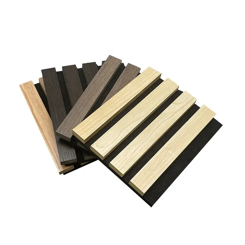Sounding absorbing panels natural oak wood made of all polyester fiber interior home decoration slat acoustic wall panel