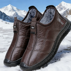 Men's Winter <b>Slip</b>-On Walking <b>Shoes</b> Warm Fleece Lined Waterproof Round Toe Casual Commuter Footwear - Product Image 5
