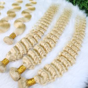 Brazilian <b>Hair</b> Bundles <b>Human</b> <b>Hair</b> <b>Extensions</b> 100% Remy Wholesale Cheap Bundles Blonde 613 Deep Wave Bundles <b>Human</b> <b>Hair</b> - Product Image 1