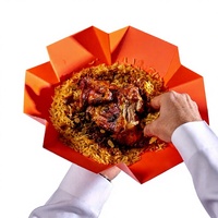 Boîte à riz plate jetable, imperméable, écologique, biodégradable, en papier kraft, pour emporter, salade, riz frit, poulet grillé