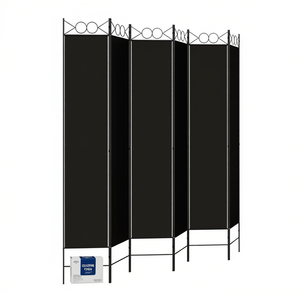 Separador de ambientes de tela negra de 6 paneles, 94.5 pulgadas x 86.6 pulgadas, biombo plegable, diseño moderno, decoración del hogar - Product Image 1
