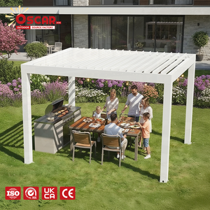Pérgola de Techo de Aluminio con Persianas Retráctiles Automáticas y Cortina de <span class=keywords><strong>Lona</strong></span> para Patio, Jardín o Terraza - Product Image 1
