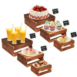 Wooden Dessert Stand Cake Rack Solid Wood Rectangle <b>Desktop</b> <b>Shelf</b> For Party Snacks Buffets Tea Breaks Indoor Use - Product Image 5