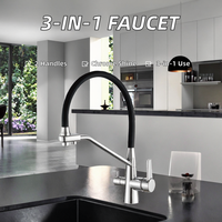Robinet de cuisine commercial monotrou à montage sur plan, à poignée unique, eau chaude et froide, avec douchette extractible et conception à ressort – Offre Spéciale