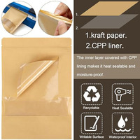 Lot de 50 sachets à fond plat 4x6 pouces avec fenêtre transparente, fermeture éclair refermable et encoche de déchirement, polyvalents pour aliments