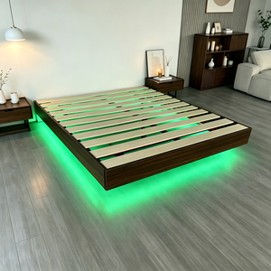Lit plateforme moderne en acier avec éclairage LED RGB et rangement intégré, idéal pour les projets de chambres et d'hôtels (vente en gros) - Product Image 2