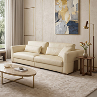 Modernes Minimalistisches Beige Leder Modulares Sofa 3-Sitzer für Wohnzimmer Wohnmöbel