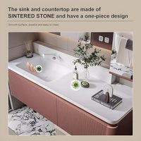 Meuble-lavabo solide monté antique américain au design moderne Meuble de salle de bain évier prêt à l'emploi avec miroir intelligent pour salle de bain