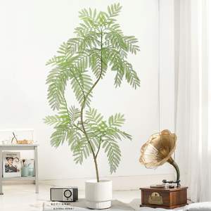 Albero Artificiale di Jacaranda e Foglie Verdi in Vaso Stile Nordico per Decorazione Interna del Soggiorno - Product Image 3