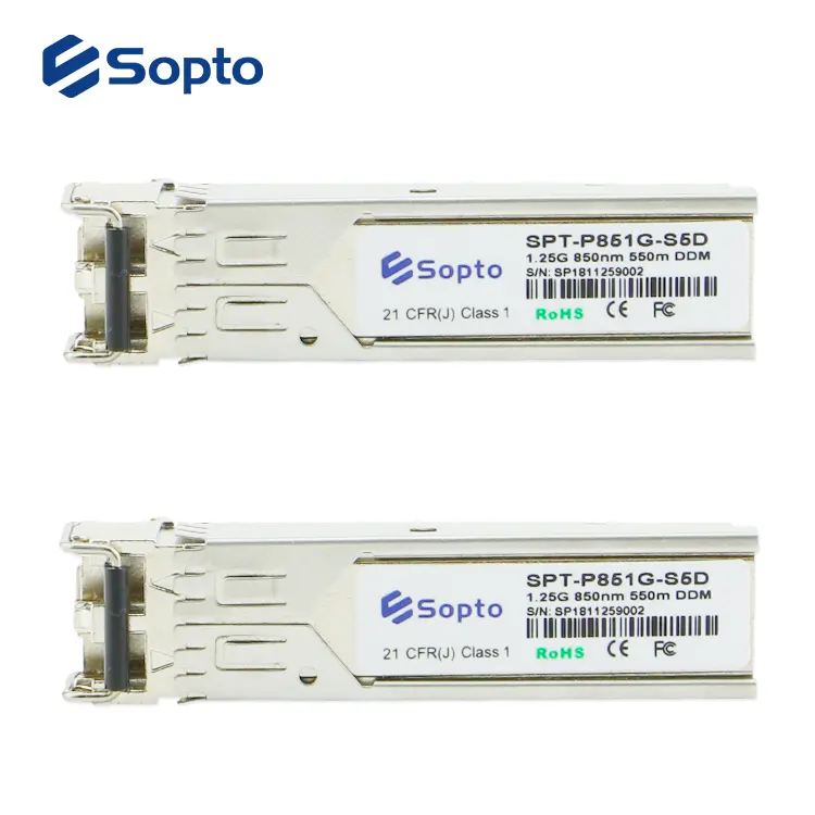 Sopto 1G SFP โมดูลราคา 850nm 300m พร้อมตัวเชื่อมต่อ LC ความเข้ากันได้สูง 1.25G Transceiver SFP