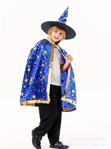 Disfraz <span class=keywords><strong>de</strong></span> Halloween inspirado en Anime para niños, Cosplay transfronterizo, sombrero <span class=keywords><strong>de</strong></span> bruja <span class=keywords><strong>de</strong></span> cinco estrellas, conjunto <span class=keywords><strong>de</strong></span> actuación con <span class=keywords><strong>capa</strong></span> para niños - Product Image 4