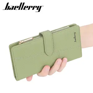 baellerry deluxe branded leather wallet Multiple Card Slots long lady wallet slim Zipper bifold wallets with rfid anti-theft