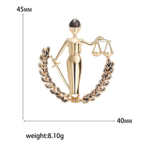 Broche de Aleación con Diseño de Insignia Legal 'Justice', Chapado en Oro, Color Personalizado, Duradero, Moderno, con Cristales de Estrás, Joyería, Regalo para Fiesta - Product Image 6
