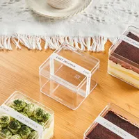 Commercio all'ingrosso Ps quadrato trasparente trasparente cubo di caramelle barattolo di plastica per biscotti contenitori per alimenti scatola da Dessert scatola per alimenti in plastica trasparente con coperchi