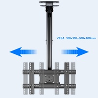 Support de plafond TV en acier réglable en hauteur avec inclinaison de + 45 ° Support de plafond TV peu encombrant pour écran plat de 32 à 75 pouces