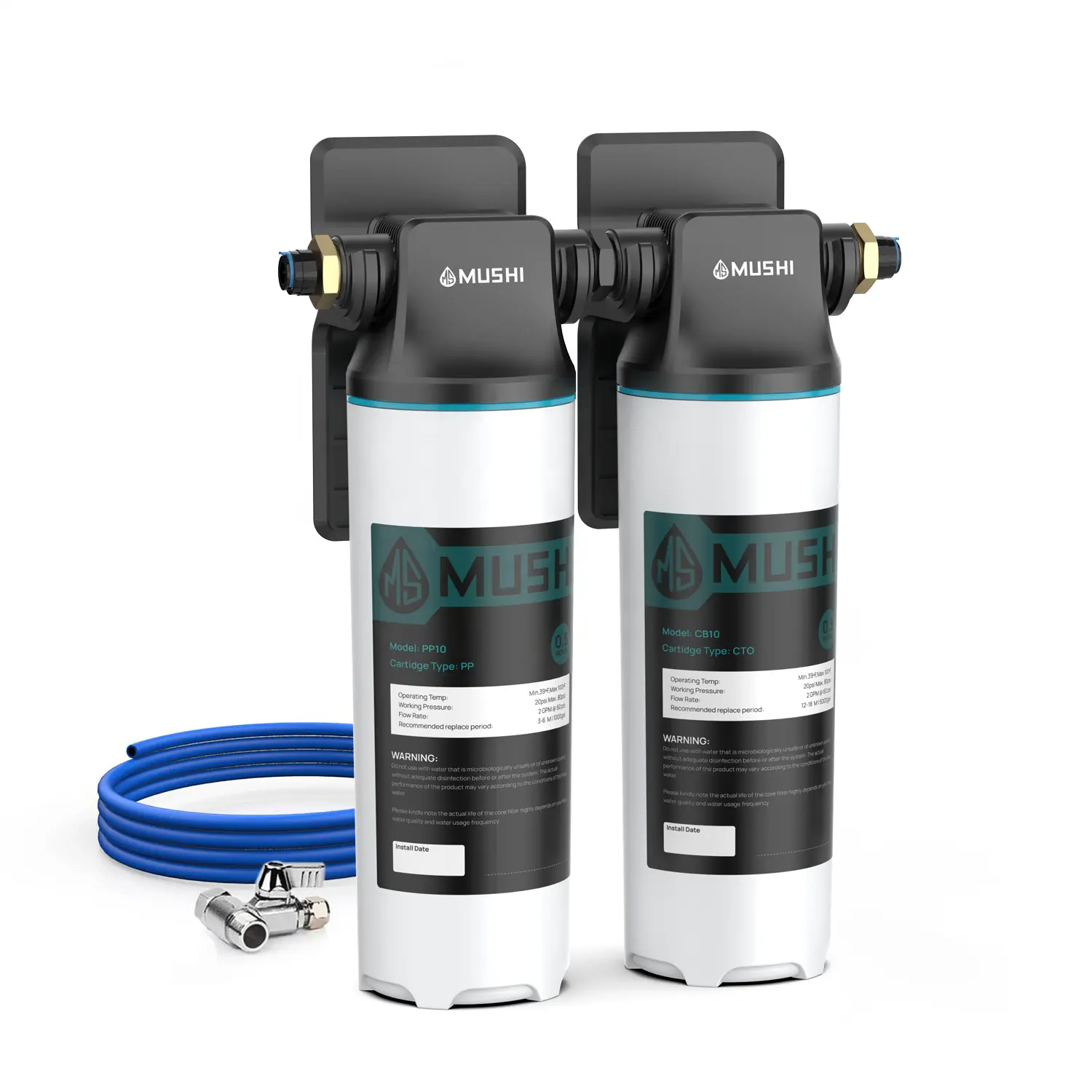 Single stage Double stage Under Sink Quick Change Water Filter System with water faucet