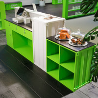 Comptoir de bar commercial en métal de style industriel avec rangement pour restaurant, café, salle de sport, bureaux de réception, modèle B05