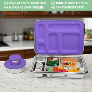 Boîte à bento en acier inoxydable pour enfants, boîte à lunch étanche avec fourchette, conteneur à lunch scolaire, boîte à lunch écologique pour enfants, durable - Product Image 3