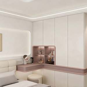Modern Kids Integrated Wardrobe Safe Rounded Edges LED Vanity Niche Soft Tones Eco-Friendly Bedroom Storage Furniture - Product Image 2