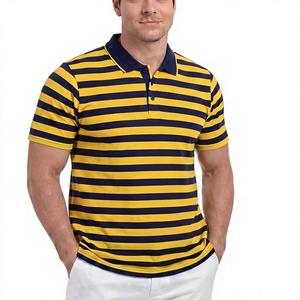 Camisetas Polo a Rayas para Hombre, Suaves, 100% Mezcla de Algodón, Manga Corta, Corte Atlético, Cuello Golf, para Verano - Product Image 3