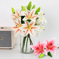 Bunga Lily Artificial Real Touch Grosir 72cm, Bunga Lily Palsu dengan 2 Bunga untuk Dekorasi Pernikahan, Dekorasi Rumah, Pasokan Grosir