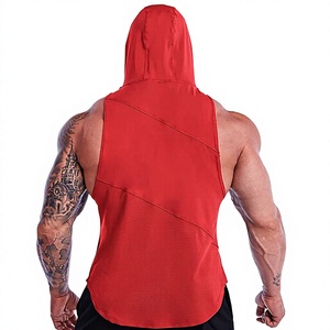 Custom <b>Sleeveless</b> <b>Hoodie</b> Wholesale Men Muscle <b>Hoodie</b> Pullover Kangaroo Pocket Drawstring Gym Workout Streetwear Blank OEM - Product Image 1