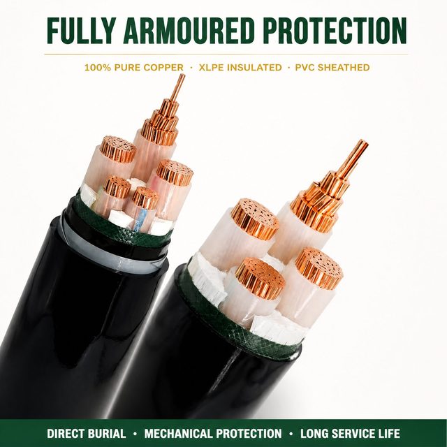 0.6/1kv 4 Core Industrial Pure Copper Armoured Power Cable IEC 60502-1 U-1000 R2V N2XY N2XH YJV XLPE/PVC