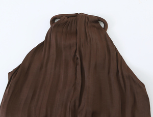 <span class=keywords><strong>Abito</strong></span> <span class=keywords><strong>Lungo</strong></span> Casual Marrone con <span class=keywords><strong>Spacco</strong></span> Frontale e Senza Maniche, Stile Halter per Donne - Product Image 5