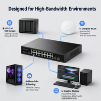 Commutateur réseau multi-Gigabit 16 ports 2,5 Gbit/s avec 2 emplacements SFP+ 10 Gbit/s, boîtier métallique 1U pour NAS, point d'accès Wi-Fi 6 et PC