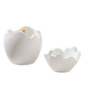 Pot de ciment en céramique de cire de soja de forme ronde d'œuf au Design moderne bougie parfumée avec couvercle - Product Image 2