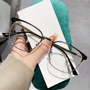 Montures de lunettes rectangulaires Yc93008, monture complète, or noir, résine, protection contre la lumière bleue, pour hommes, verres plats. - Product Image 1