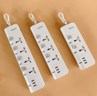 Multiprise VEBAN à 3 prises universelles 110-250V avec cordon d'extension de 2 m et port USB