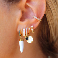 Ensemble de boucles d'oreilles pendantes plaquées or avec zircon et motifs alimentaires tendance pour bijoux de mode unisexe en gros