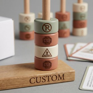 Jeu <span class=keywords><strong>de</strong></span> tri et d'empilage <span class=keywords><strong>de</strong></span> <span class=keywords><strong>panneaux</strong></span> <span class=keywords><strong>de</strong></span> <span class=keywords><strong>signalisation</strong></span> <span class=keywords><strong>routière</strong></span> en bois Montessori personnalisé, jouet sensoriel éducatif OEM pour l'apprentissage <span class=keywords><strong>de</strong></span> la sécurité <span class=keywords><strong>routière</strong></span>, carte éducative colorée - Product Image 2