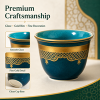 Tasse à café en céramique turque islamique traditionnelle, motif marocain élégant, fabrication OEM ODM, marque d'usine, soucoupe de l'Aïd pour hôtel, souvenir