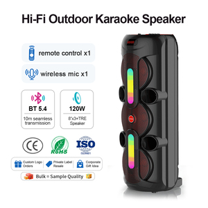 ลำโพงคาราโอเกะไร้สาย 120W 8 นิ้ว สำหรับงานกลางแจ้ง ระบบเสียงมัลติมีเดีย คุณภาพระดับมืออาชีพ - Product Image 1