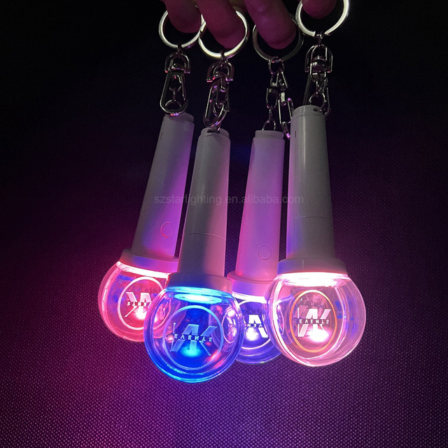 K-pop Idol Acrylic Penlight Portable Torch Flashing LED Mini Key Chain Light Stick With Custom Pattern Logo for Decoration Gifts