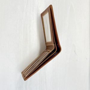 Boshiho Custom Logo Wholesale Genuine Cowhide Leather Branded Minimalist Slim Luxury Designer Bifold Men <b>Wallets</b> - Product Image 4